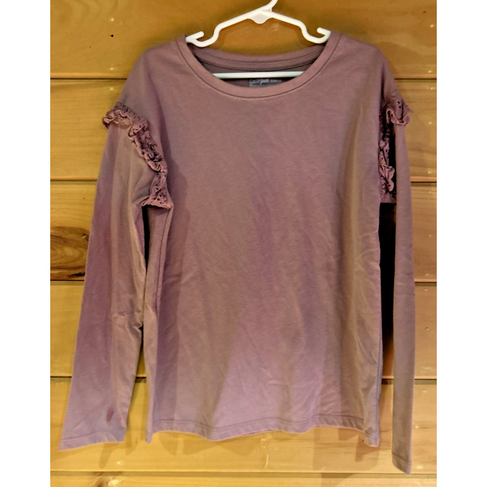 Cat & Jack Long Sleeve Shirt size L large 10/12 - Light Plum/Purple/Ruffle